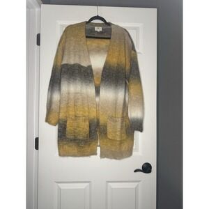 Fsl Apparel Open Front Gradient Stripe Pattern Knit Cardigan Sweater Large